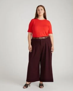 Palais Wide Leg Ponte Pants - Black Cherry 9 Palais Wide Leg Ponte Pants - Black Cherry -UNIVERSAL STANDARD USTO0784C 059 Lily Liquid Jersey Crew Neck Stovepipe Tee Poppy 001 030 1