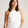 White High Neck Sleeveless Tank Top - Premium Pima Cotton