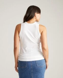 White High Neck Sleeveless Tank Top - Premium Pima Cotton 9 White High Neck Sleeveless Tank Top - Premium Pima Cotton -UNIVERSAL STANDARD USTO0883 025 Cai High Neck Tank White 003 069