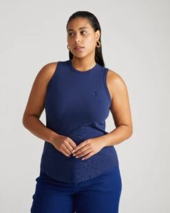 High Neck Sleeveless Pima Cotton Tank - Cai Edition in Cenote