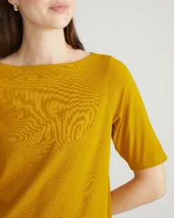 Bella Boatneck Tee in Mustard - Premium Pima Cotton Top -UNIVERSAL STANDARD USTO0886 018 Bella Boatneck Tee Mustard 001 149