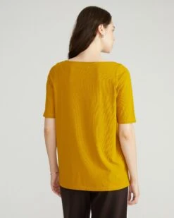 Bella Boatneck Tee in Mustard - Premium Pima Cotton Top -UNIVERSAL STANDARD USTO0886 018 Bella Boatneck Tee Mustard 003 159
