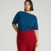 Women's Boatneck Tee - Deep Teal Pima Cotton Top 2 Women's Boatneck Tee - Deep Teal Pima Cotton Top -UNIVERSAL STANDARD USTO0886 926 Bella Boatneck Tee Deep Teal 001 054