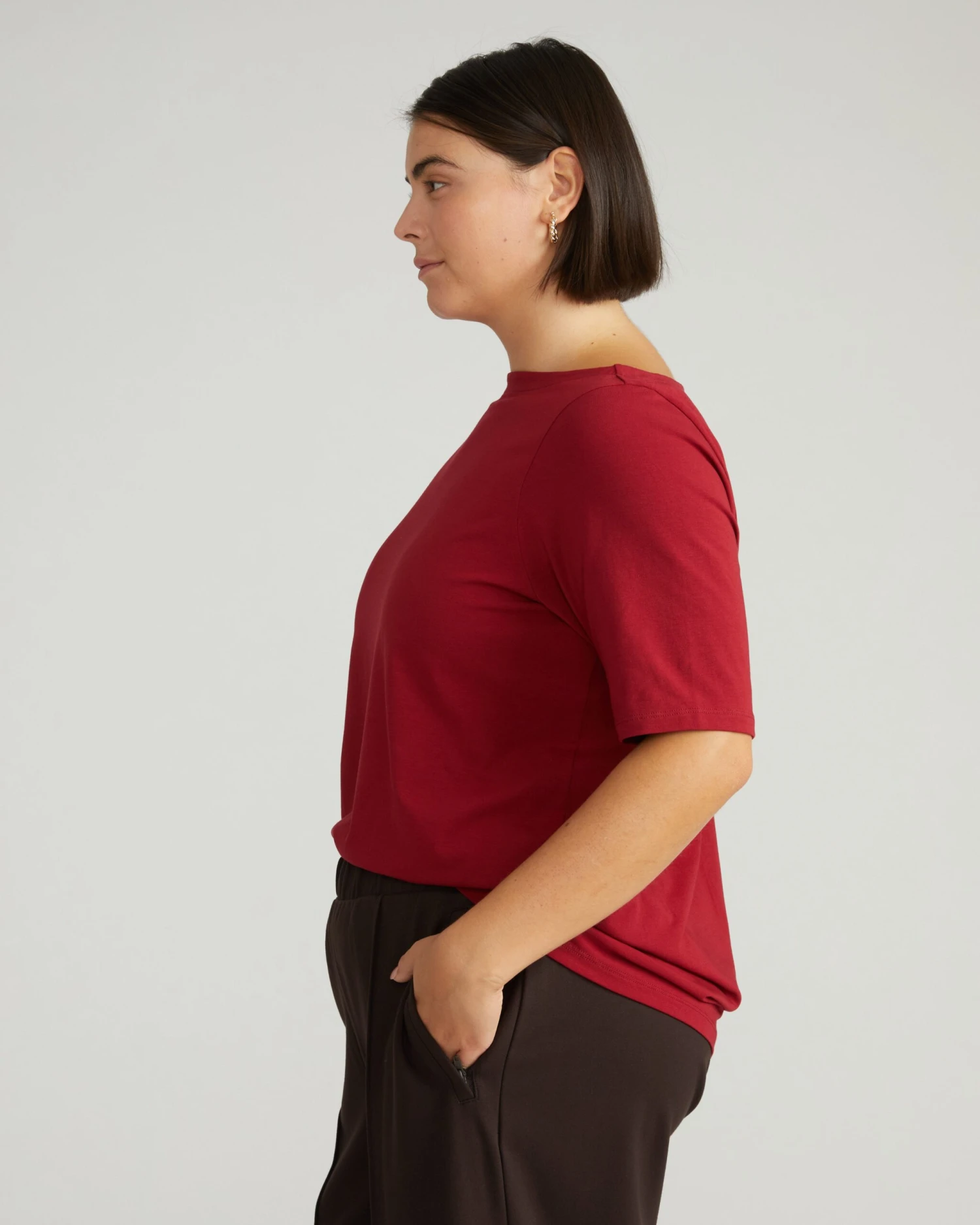 Bella Boatneck Tee - Garnet Red Premium Pima Cotton Top 5 Bella Boatneck Tee - Garnet Red Premium Pima Cotton Top - Image 4