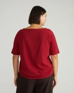 Bella Boatneck Tee - Garnet Red Premium Pima Cotton Top 10 Bella Boatneck Tee - Garnet Red Premium Pima Cotton Top -UNIVERSAL STANDARD USTO0886 943 Bella Boatneck Tee Garnet 003 014