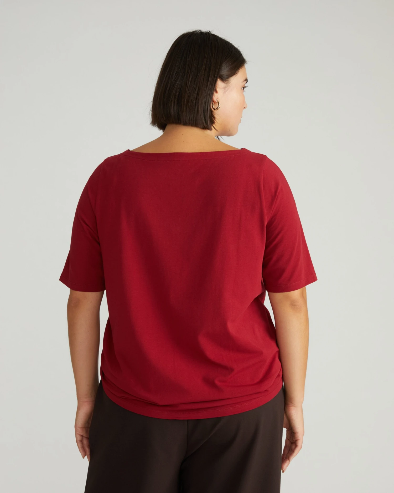 Bella Boatneck Tee - Garnet Red Premium Pima Cotton Top 6 Bella Boatneck Tee - Garnet Red Premium Pima Cotton Top - Image 5