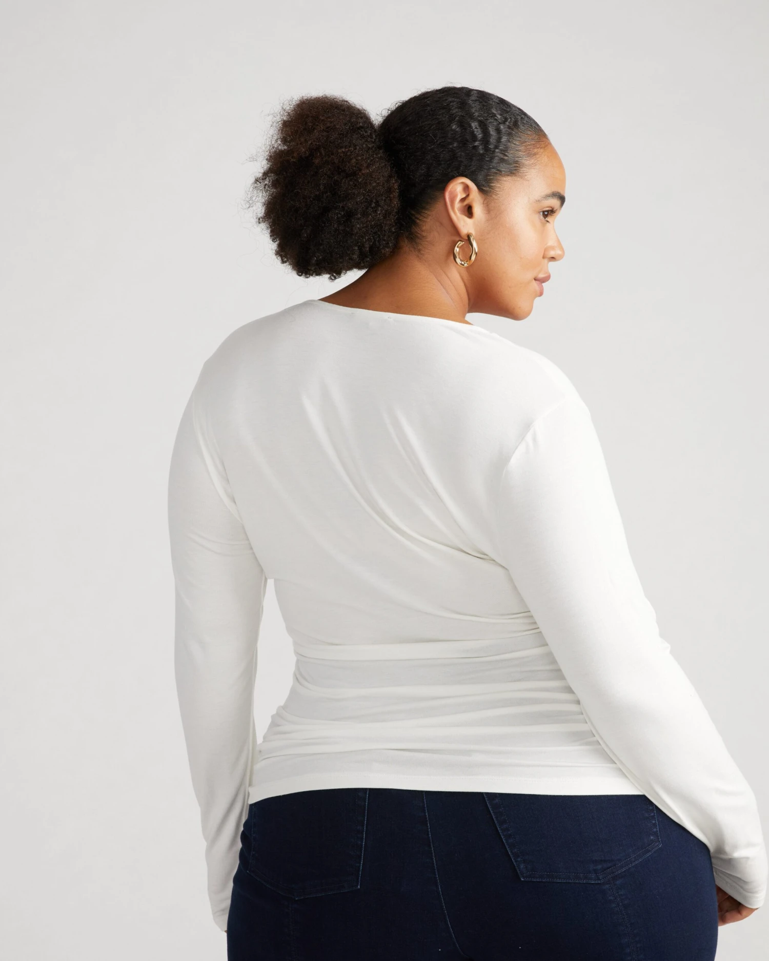 Liquid Jersey Two-Way Long Sleeve Cross Top - White 5 Liquid Jersey Two-Way Long Sleeve Cross Top - White - Image 3