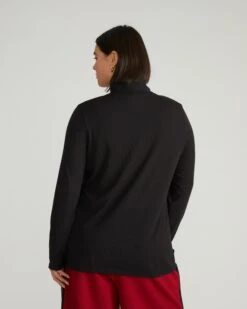 Slim Fit Black Turtleneck in Ultra-Soft Peruvian Cotton -UNIVERSAL STANDARD USTO0953B 001 Close Fit Turtleneck Black 003 030