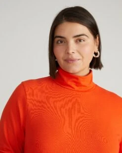Women's Soft Peruvian Cotton Turtleneck Long Sleeve - Poppy