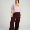 Premium Pale Mauve Long Sleeve Square Neck Cotton Tee