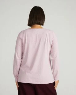 Premium Pale Mauve Long Sleeve Square Neck Cotton Tee 7 Premium Pale Mauve Long Sleeve Square Neck Cotton Tee -UNIVERSAL STANDARD USTO1066 378 Long Sleeve Square Neck Tee Mauve 003 008