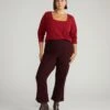 Premium Garnet Long Sleeve Square Neck Tee in Peruvian Cotton