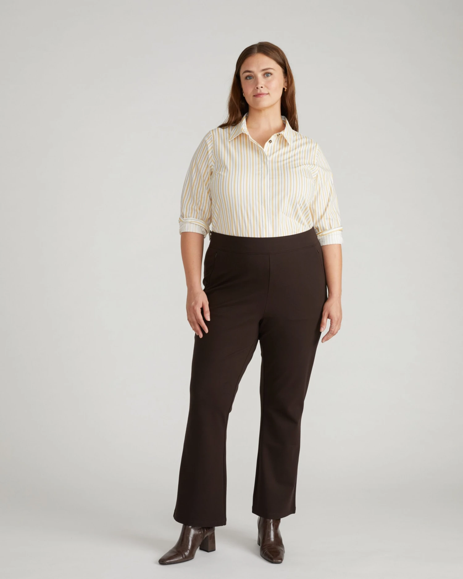 Elbe Classic Fit Stretch Poplin Shirt - Yellow Multi Stripe - Image 2