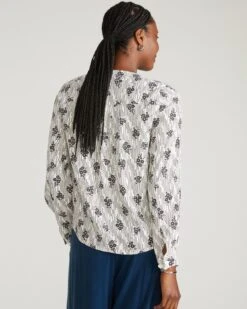 Cooling Stretch Cupro Button-Down Blouse - Vintage Daydream Print 13 Cooling Stretch Cupro Button-Down Blouse - Vintage Daydream Print -UNIVERSAL STANDARD USTO1422XP 925 Cooling Stretch Cupro Button Down Blouse Vintage Daydream 003 043