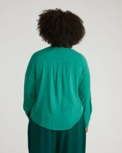 Cooling Stretch Cupro Button-Down Blouse - Green Tourmaline 7 Cooling Stretch Cupro Button-Down Blouse - Green Tourmaline -UNIVERSAL STANDARD USTO1422XP 938 Cooling Stretch Cupro Button Down Blouse Green Tourmaline 003 151