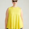 Yellow Flared Tank Top - Divine Jersey High Neck Sleeveless Top 2 Yellow Flared Tank Top - Divine Jersey High Neck Sleeveless Top -UNIVERSAL STANDARD USTO1432 027Heatwave Divine Jersey Flared TankYellow 001 001