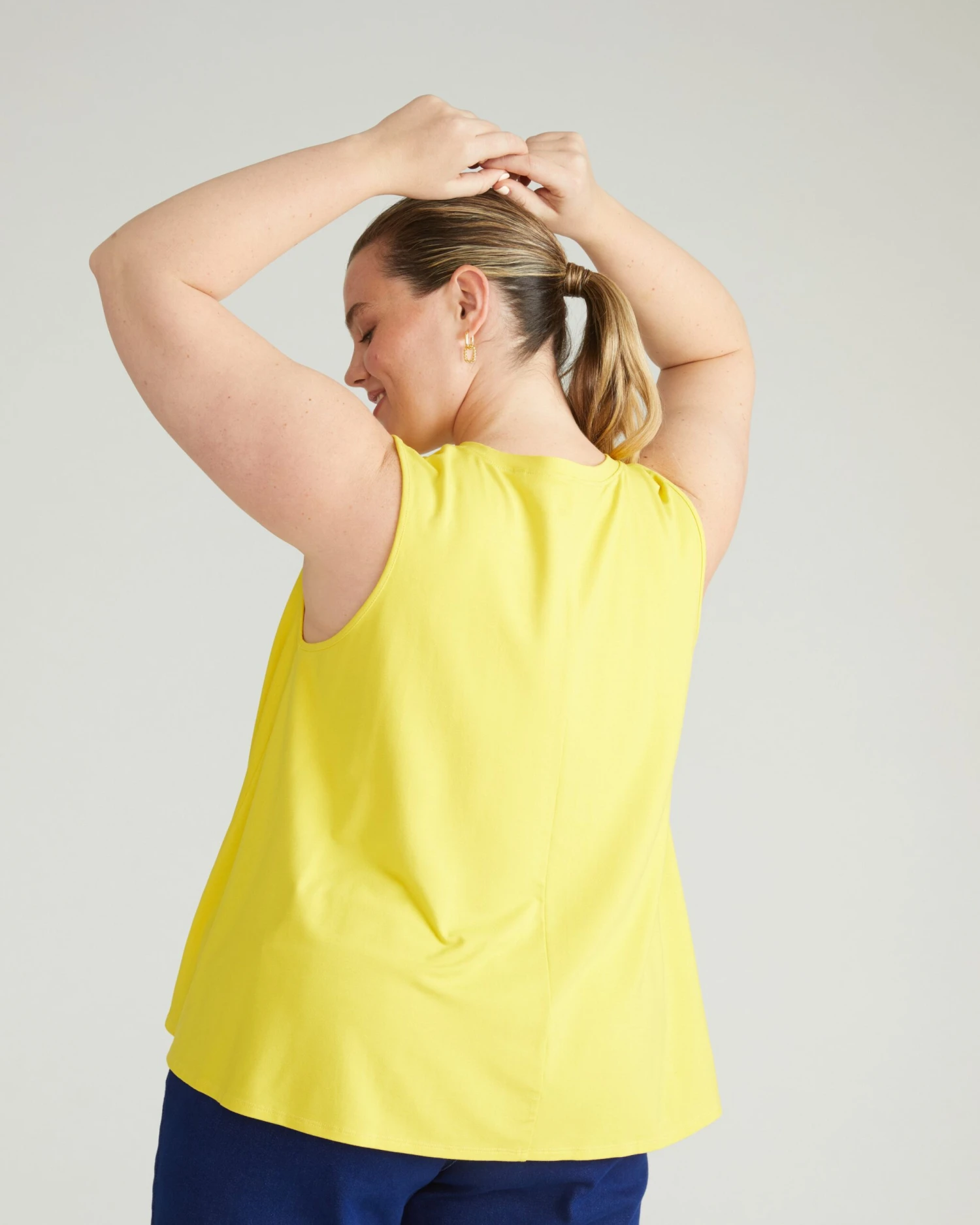 Yellow Flared Tank Top - Divine Jersey High Neck Sleeveless Top 5 Yellow Flared Tank Top - Divine Jersey High Neck Sleeveless Top - Image 3