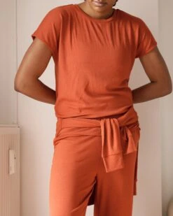 TravelKnit Relaxed Fit Tee in Warm Russet - Lightweight & Wrinkle-Resistant