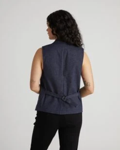 Edwin Denim Look Vest - Dark Indigo 19 Edwin Denim Look Vest - Dark Indigo -UNIVERSAL STANDARD USTO1607B 008 Denim Vest Top Dark Indigo 003 0574