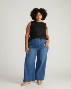 Carrie High Rise Wide Leg Jeans - True Blue -UNIVERSAL STANDARD USTO1620 001 Muscle Tee Black 001 004 9a5b7be3 572a 4452 9aee cdeba7b8cb7f