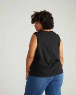 Patti Black Muscle Tank - Premium Peruvian Cotton Retro Tee -UNIVERSAL STANDARD USTO1620 001 Muscle Tee Black 003 004