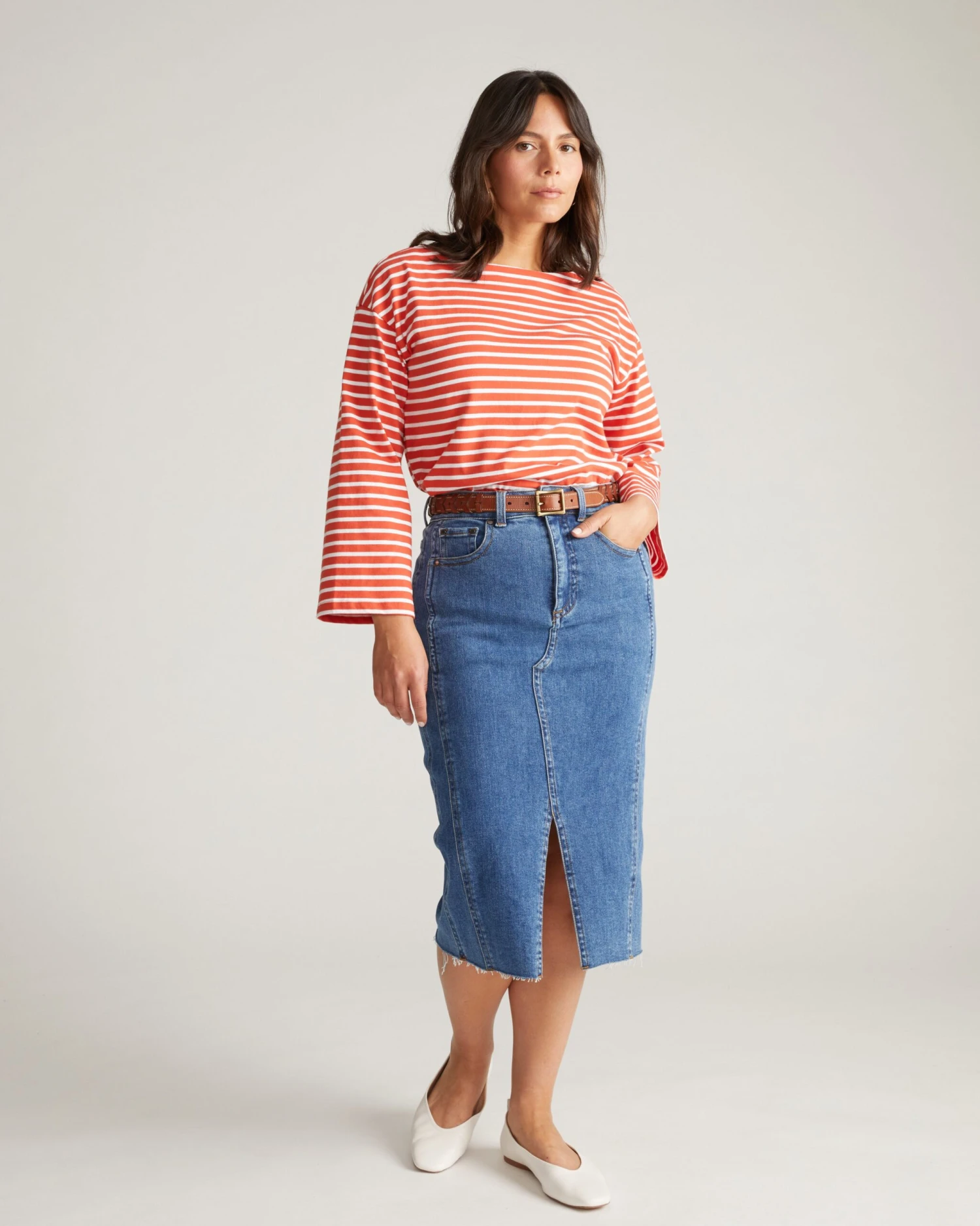 Breton Stripe Bell Sleeve Top - 100% Cotton Nautical Tee