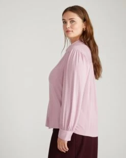 Moore Liquid Jersey Blouse - Pale Mauve -UNIVERSAL STANDARD USTO1709 378 Moore Liquid Jersey Blouse Mauve 002 006