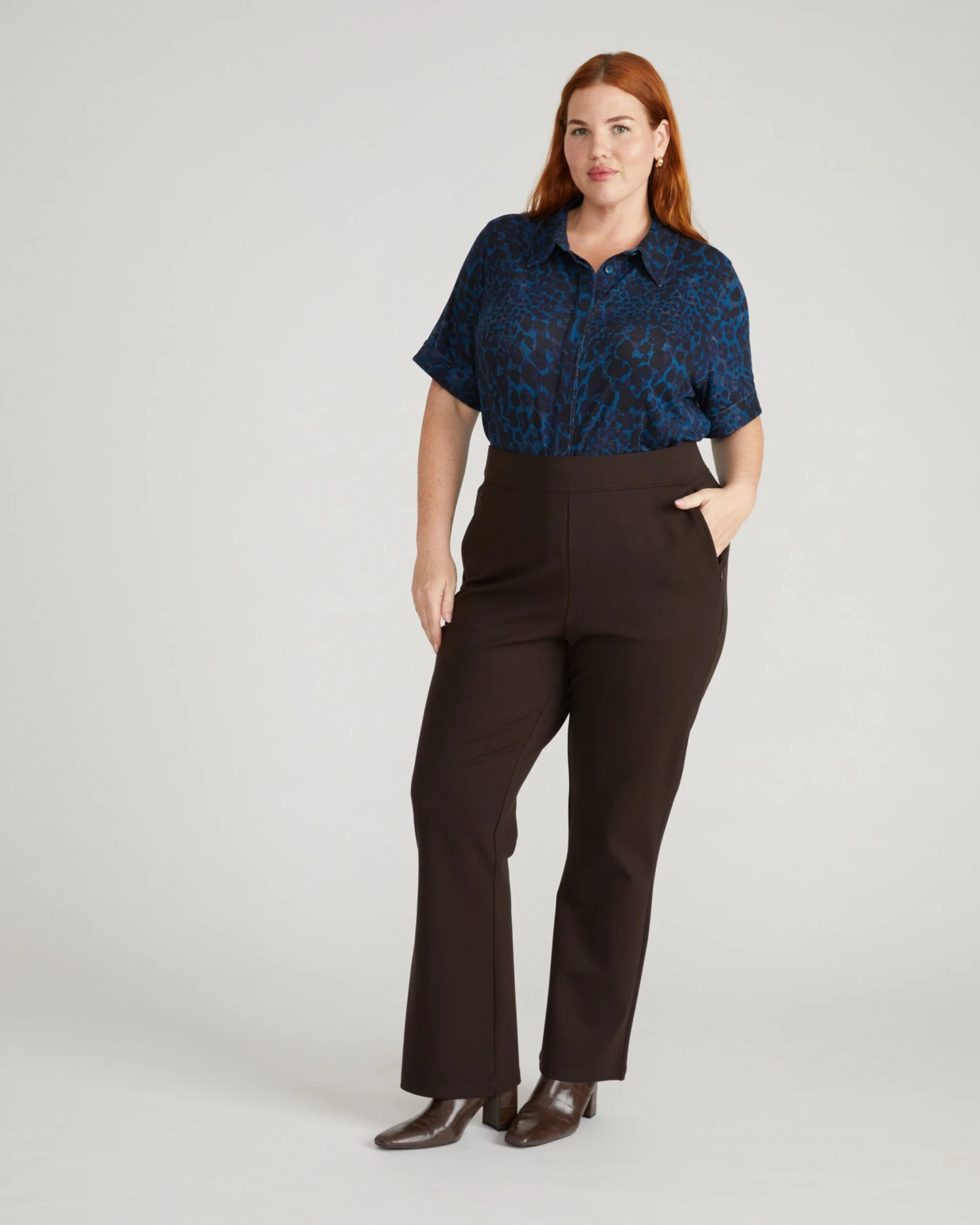 Deep Teal Animal Print Liquid Jersey Short Sleeve Chelsea Shirt