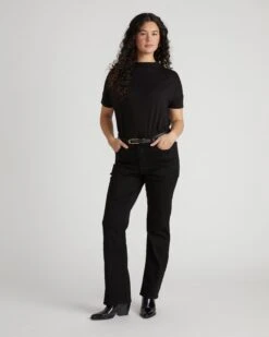 Black Mock Neck Liquid Jersey Top - Petra Blouse 11 Black Mock Neck Liquid Jersey Top - Petra Blouse -UNIVERSAL STANDARD USTO1794 001 Petra Top Black 002 022