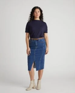 Petra Liquid Jersey Mock Neck Top - Midnight