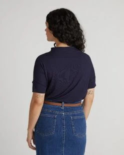 Petra Liquid Jersey Mock Neck Top - Midnight -UNIVERSAL STANDARD USTO1794 454 Petra Top Midnight 003 0243