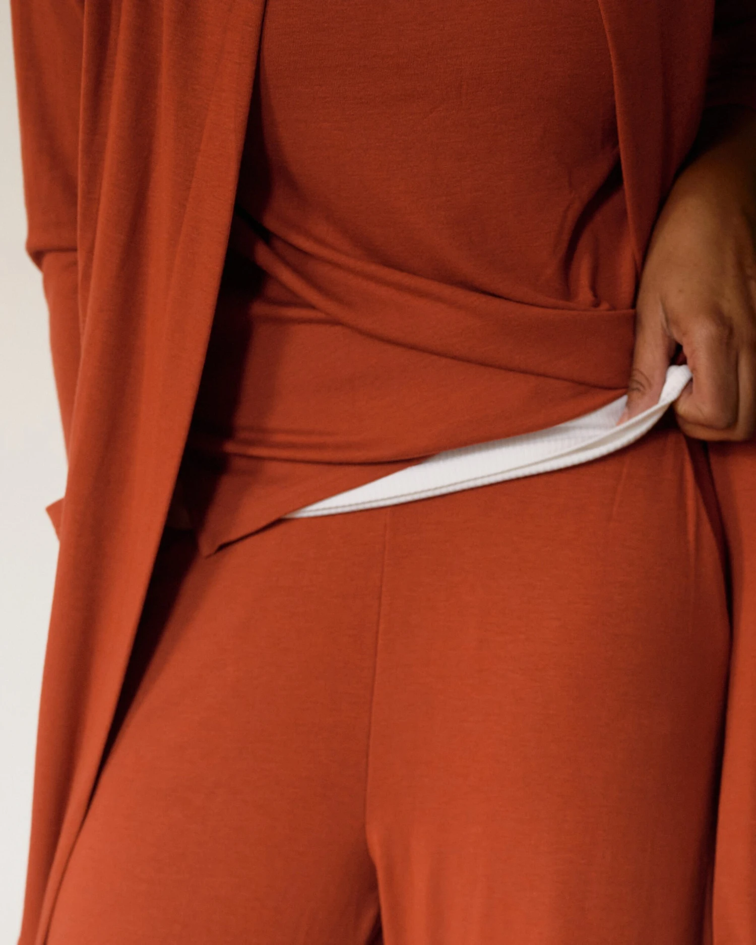 Ribbed Travel Sweatshirt in Warm Russet - Ultimate Comfort Lounge Top 5 Ribbed Travel Sweatshirt in Warm Russet - Ultimate Comfort Lounge Top - Image 3