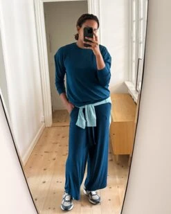 Women's TravelKnit Ribbed Sweatshirt - Comfortable Blue Teal Pullover -UNIVERSAL STANDARD USTO1842 885 4