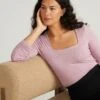 Square Neck Long Sleeve Liquid Jersey Top - Pale Mauve 2 Square Neck Long Sleeve Liquid Jersey Top - Pale Mauve -UNIVERSAL STANDARD USTO1858 378 Agatha Liquid Jersey Top Mauve 001 385