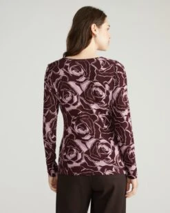 Agatha Rose Print Square Neck Liquid Jersey Top - Black Cherry 7 Agatha Rose Print Square Neck Liquid Jersey Top - Black Cherry -UNIVERSAL STANDARD USTO1858 931 Agatha Liquid Jersey Top Rose Print in Black Cherry 003 378