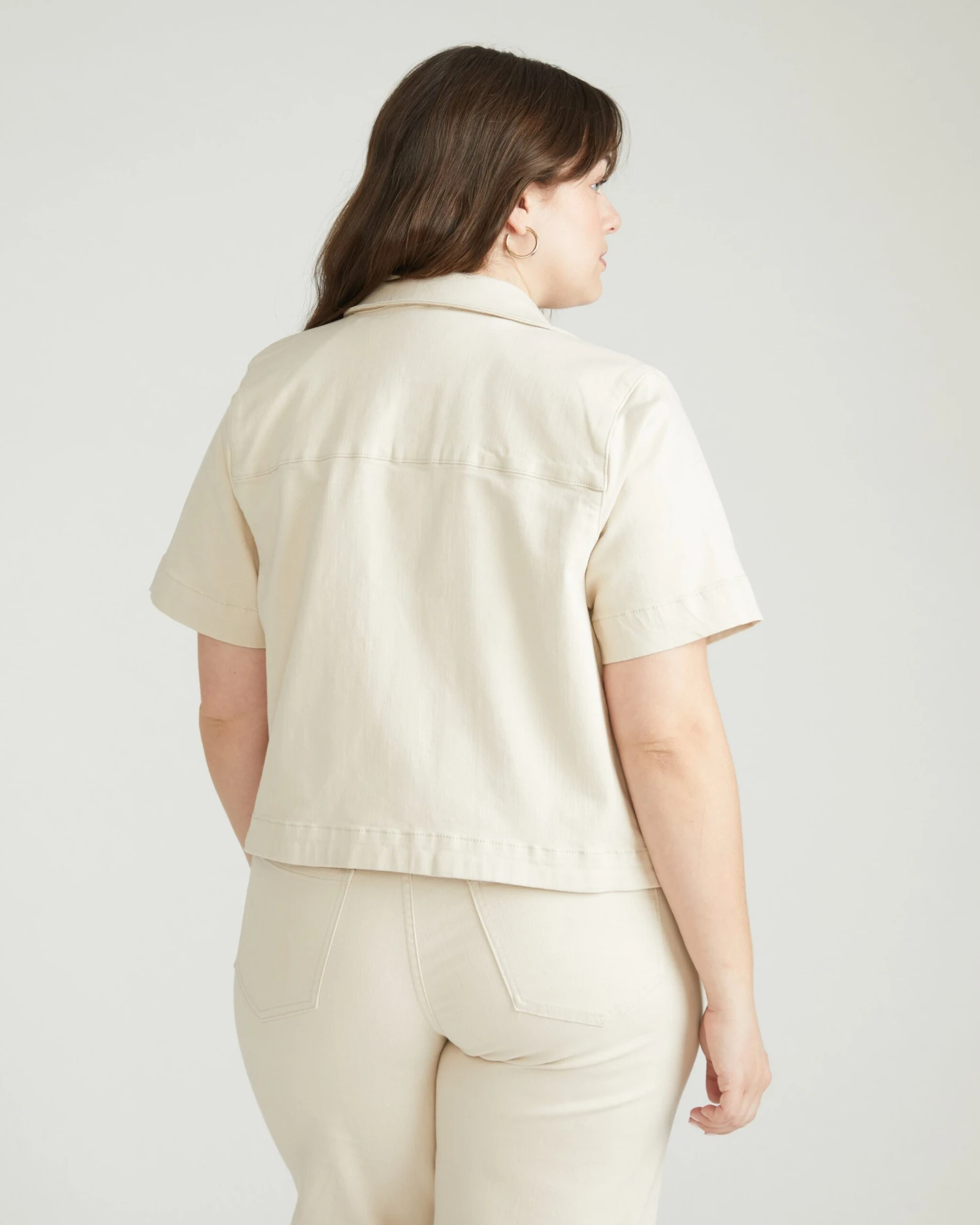 Flynn Short Sleeve Denim Shacket - Ecru 9 Flynn Short Sleeve Denim Shacket - Ecru - Image 7