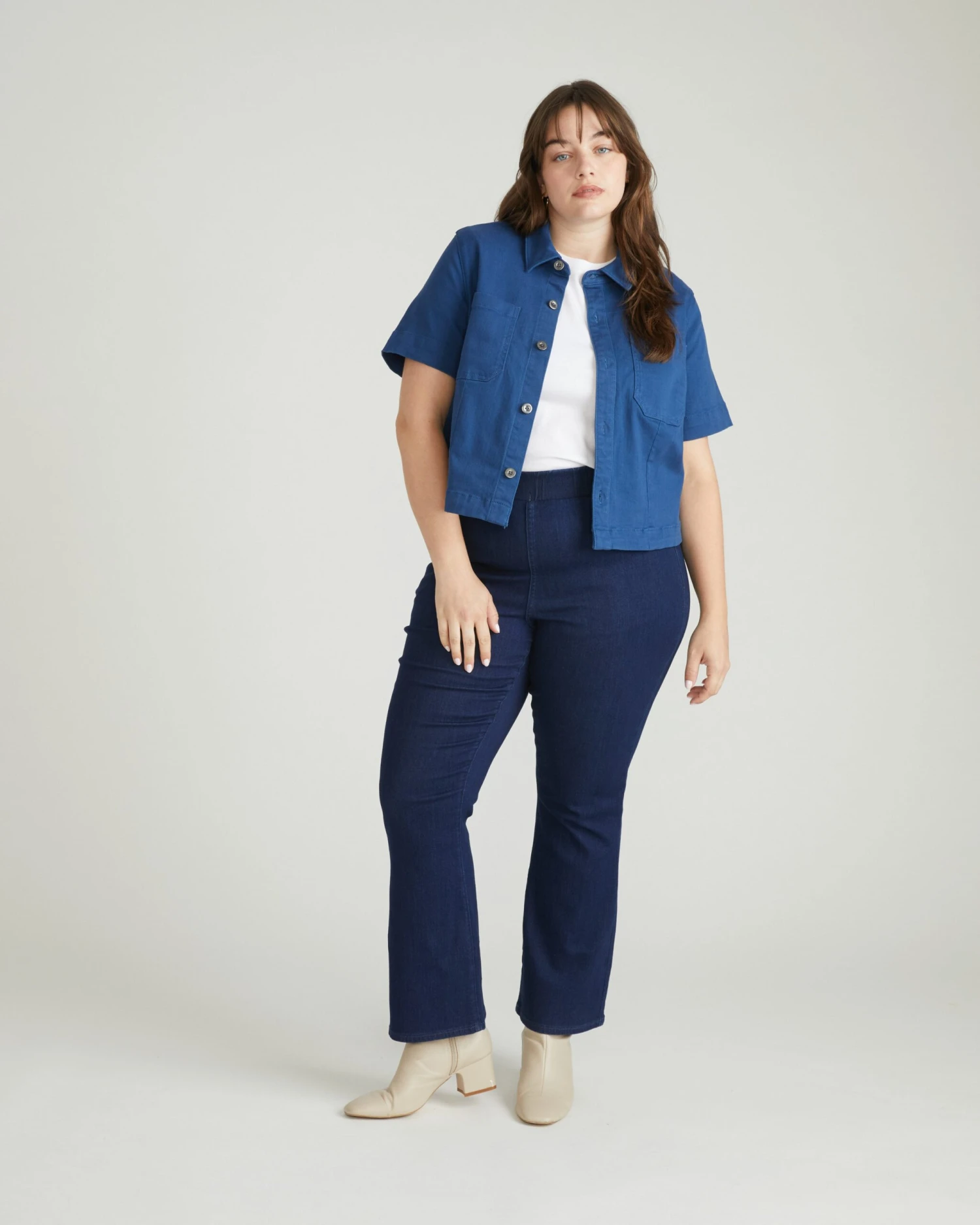 Flynn Short Sleeve Denim Shacket - French Blue 7 Flynn Short Sleeve Denim Shacket - French Blue - Image 5