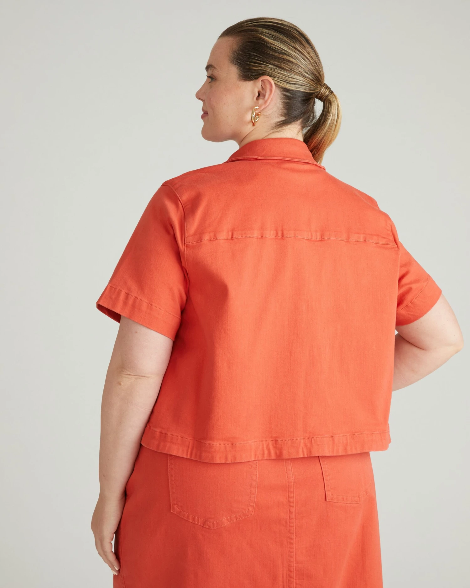 Flynn Short Sleeve Denim Shacket - Coral Reef 5 Flynn Short Sleeve Denim Shacket - Coral Reef - Image 3