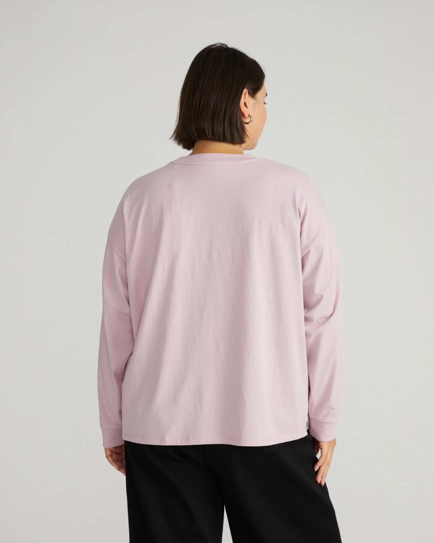 Relaxed Long Sleeve Peruvian Cotton Tee - Pale Mauve - Image 7