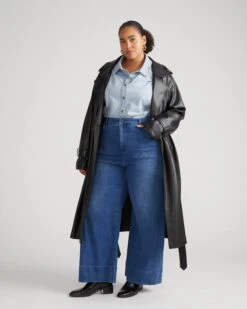Carrie High Rise Wide Leg Jeans - True Blue -UNIVERSAL STANDARD USXHN1548D 001 Faux Leather Trench Black 002 014 e826df19 5d74 43de 893f 9535d6652843