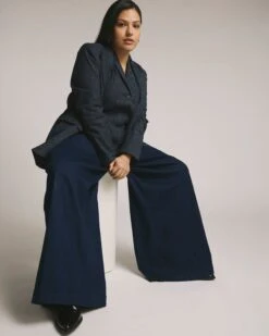 Premium Dark Indigo Wide Leg Denim Pants with Comfort Elastic Waist -UNIVERSAL STANDARD US JAN25 EDI SHOT02 038