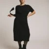 Black Liquid Jersey Wrap Dress for Work and Holiday Events -UNIVERSAL STANDARD US JAN25 EDI SHOT08 004