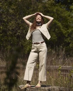 Claudia Ecru High Rise Wide Leg Stretch Jeans