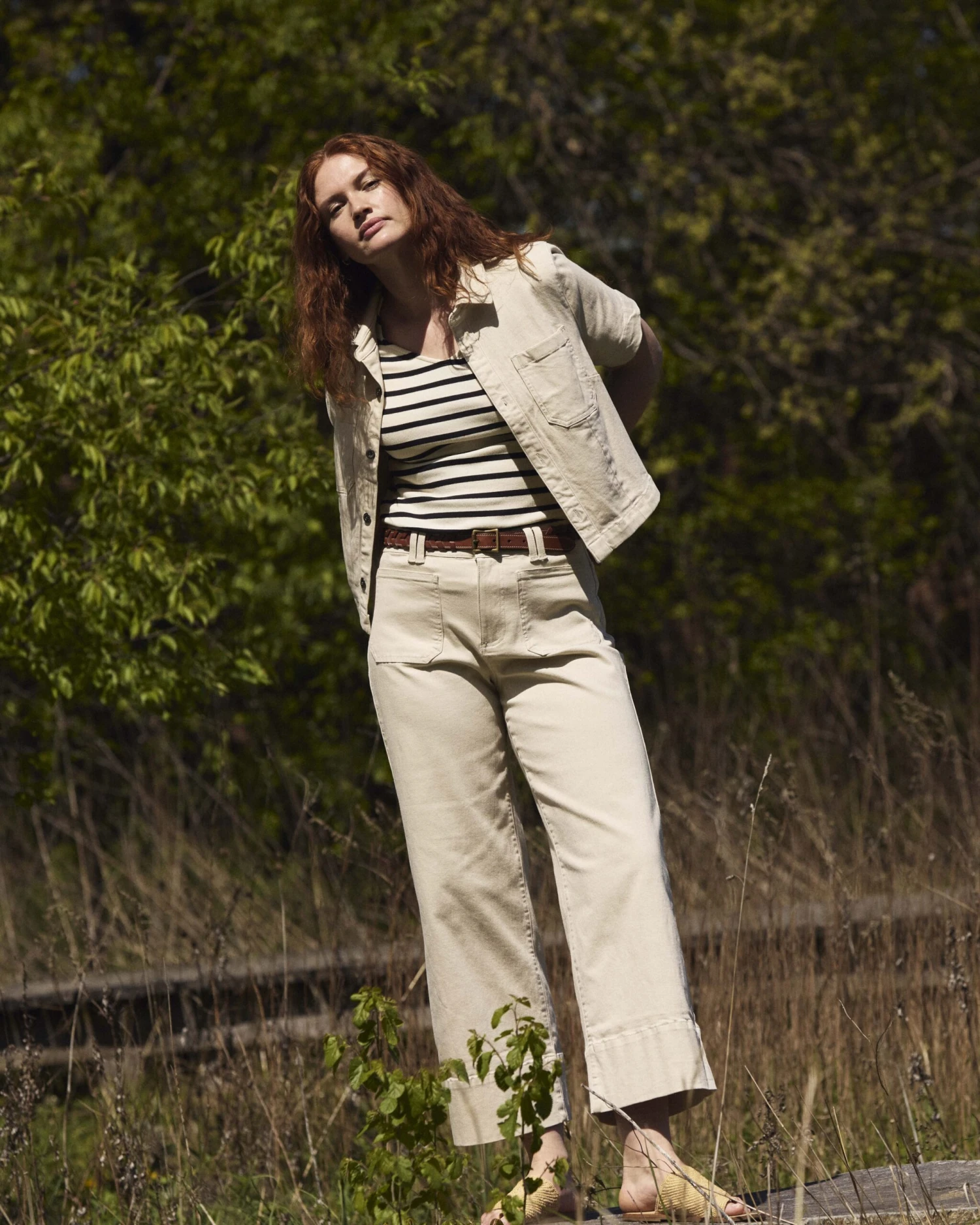 Flynn Short Sleeve Denim Shacket - Ecru 6 Flynn Short Sleeve Denim Shacket - Ecru - Image 4