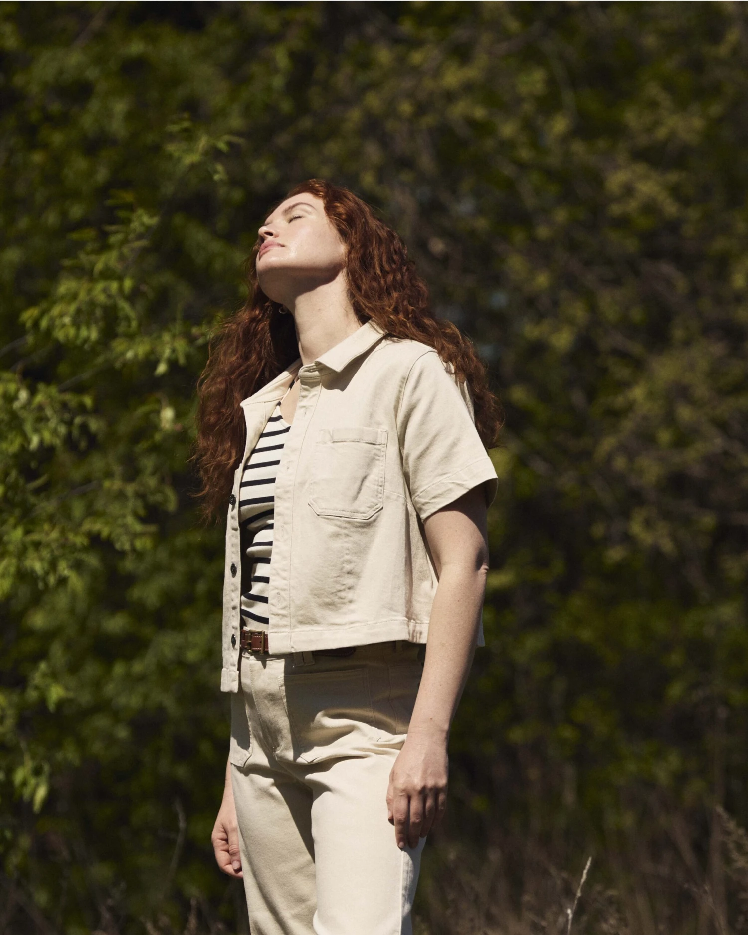 Flynn Short Sleeve Denim Shacket - Ecru 4 Flynn Short Sleeve Denim Shacket - Ecru - Image 2