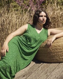 Claremont Liquid Jersey Sheath Dress in Green Galactic Print