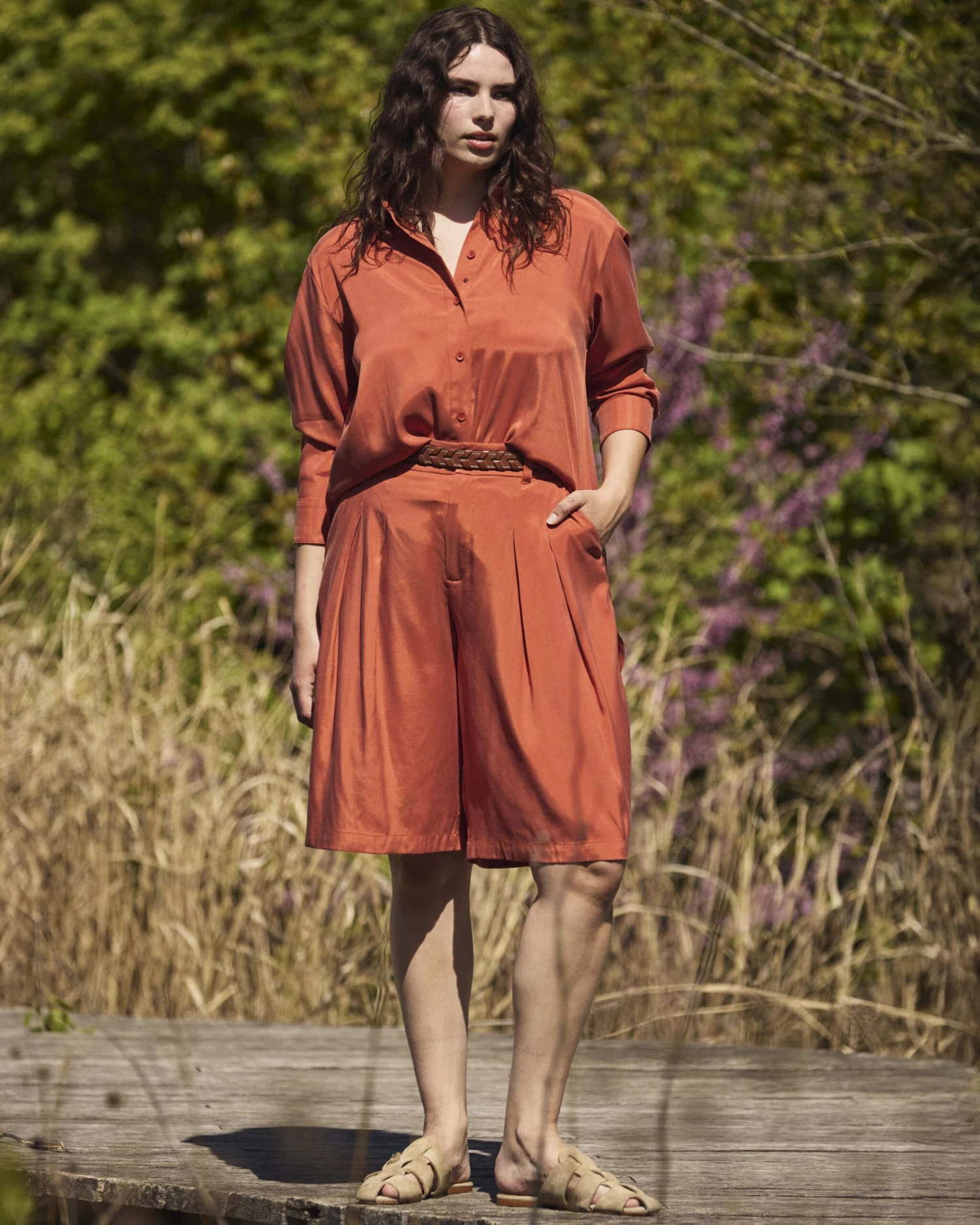 Cooling Stretch Cupro Artist Shirt - Warm Russet 7 Cooling Stretch Cupro Artist Shirt - Warm Russet - Image 5