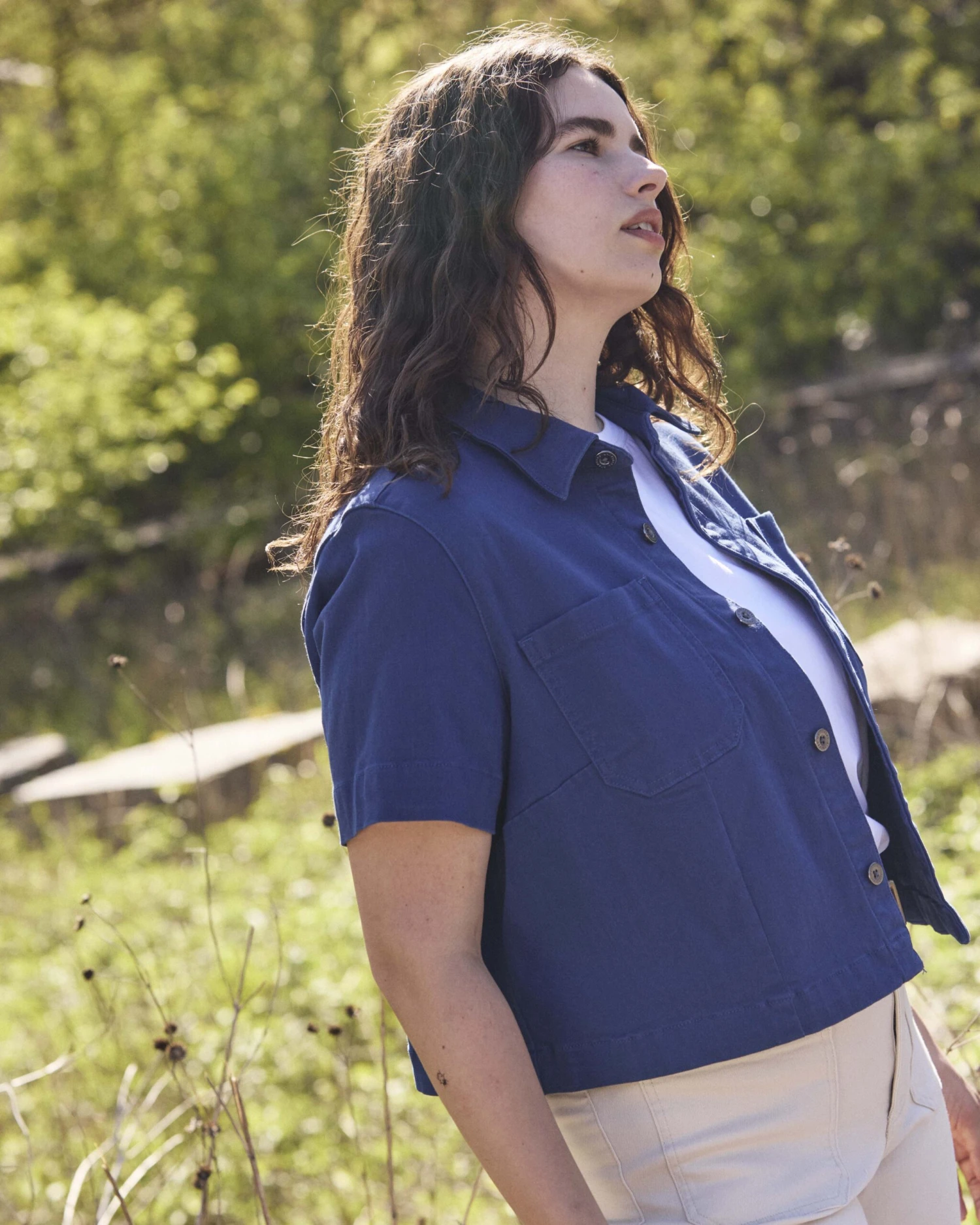 Flynn Short Sleeve Denim Shacket - French Blue 5 Flynn Short Sleeve Denim Shacket - French Blue - Image 3
