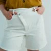 Katie High Rise Crossover Denim Shorts - White -UNIVERSAL STANDARD US STUDIO 03.29.23 FILM CT 0024 1