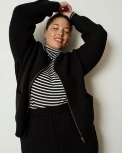 Premium Better-Than-Wool Full Zip Cardigan - Black